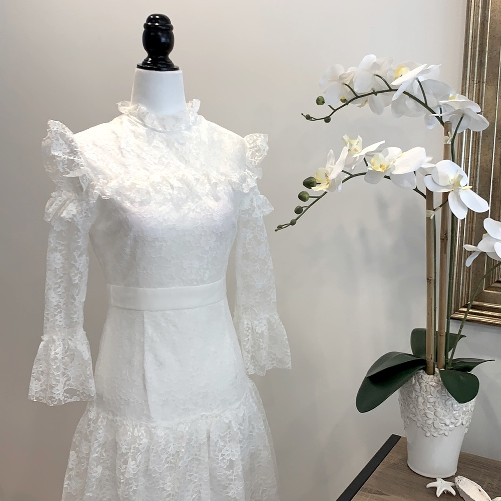 Shein - White Lace Long Dress - Size S